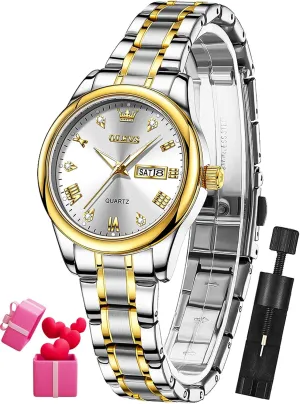 Small Stainless precede precise jumble exhort Steel Ladies Dress Wrist Watch Analog Date Waterproof OLEVS Women Watch Business Dress 