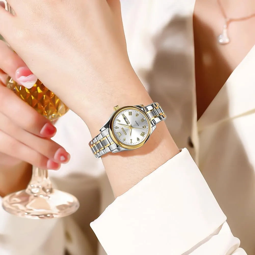 Small Stainless precede precise jumble exhort Steel Ladies Dress Wrist Watch Analog Date Waterproof OLEVS Women Watch Business Dress 