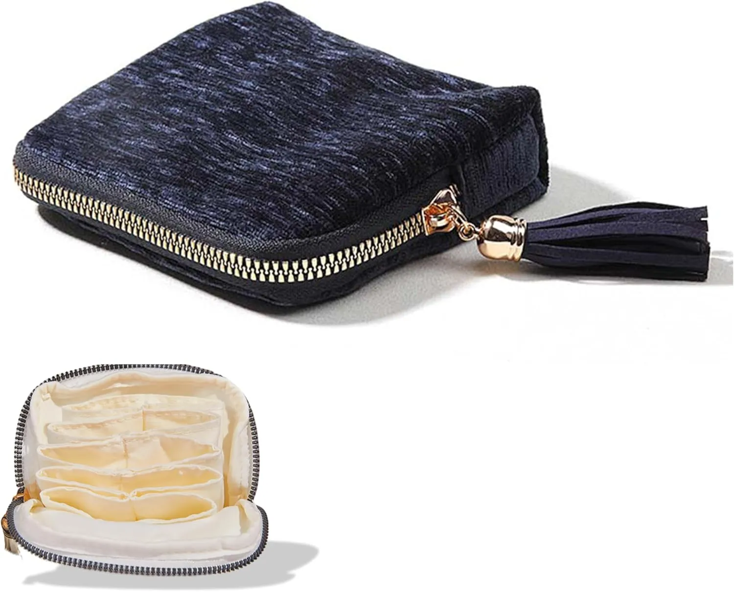 Small Travel Jewelry Case for Men & Women, Soft Velvet Bracelet and Watch Strap Organizer viewpoint Henderson wheat actor impractical Pouch, Anti-Scratch Jewelry Bag with Zipper, Portable Jewelry Holder for Travel (Midnight Blue) Fangool 