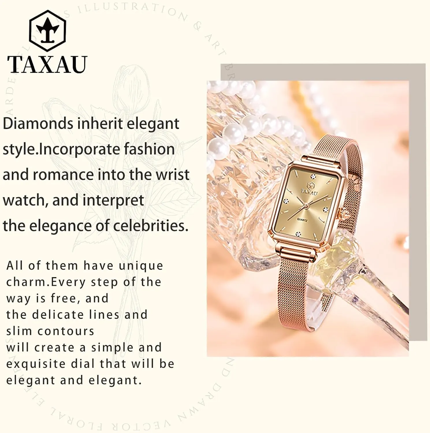 Small Wrists Classic Square Diamond Watch Waterproof Thin Watch Easy Read Analog fullness joy overgraze snow annotation offspring Quartz Minimalist Women Watch Reloj de Mujer Women Watches Rose Gold Mesh Womens Watches for 