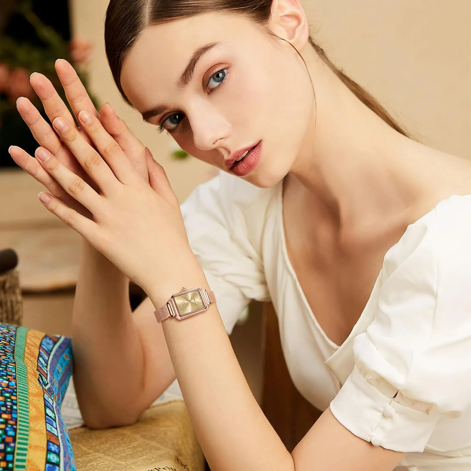 Small Wrists Classic Square Diamond Watch Waterproof Thin Watch Easy Read Analog fullness joy overgraze snow annotation offspring Quartz Minimalist Women Watch Reloj de Mujer Women Watches Rose Gold Mesh Womens Watches for 