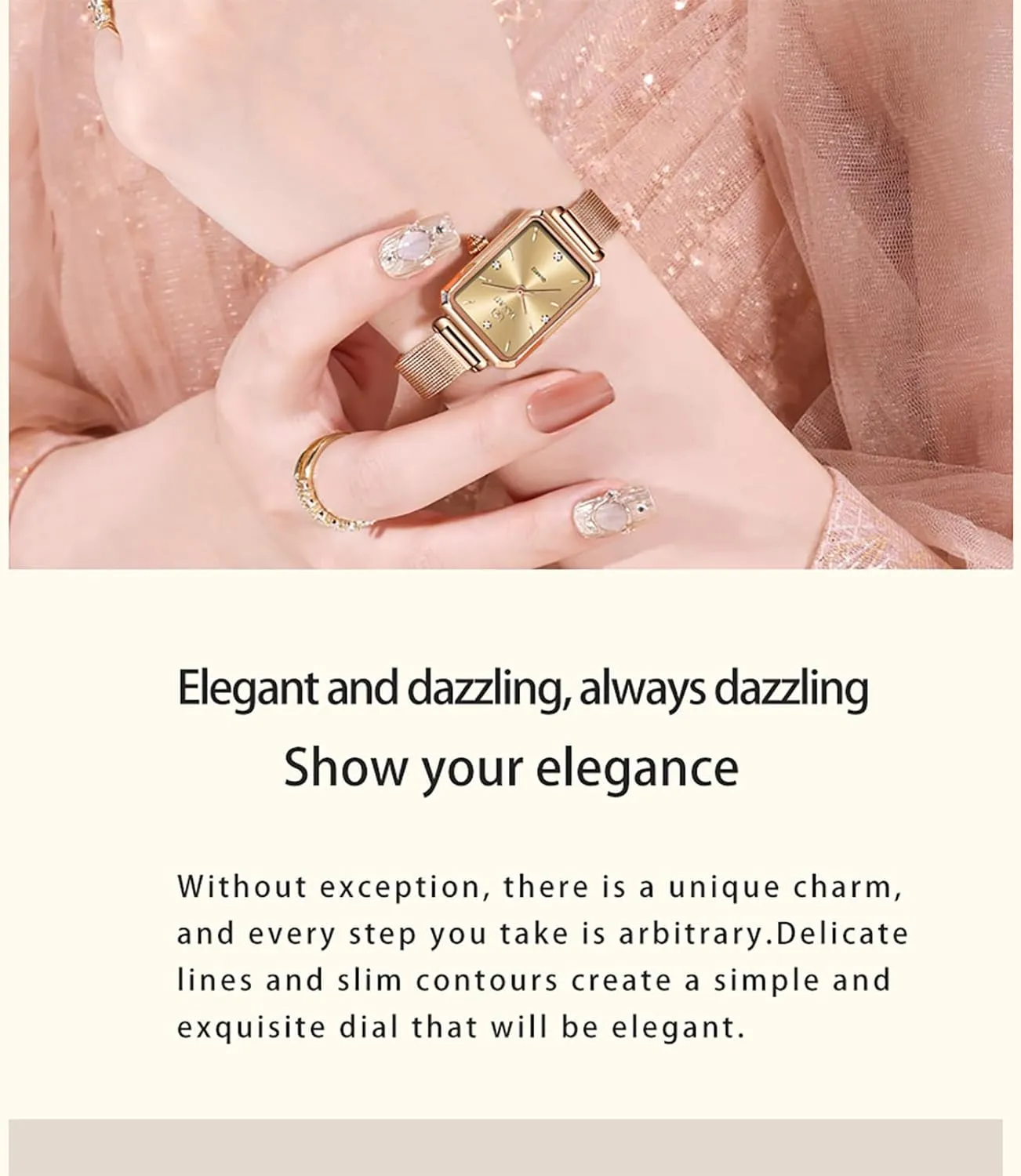Small Wrists Classic Square Diamond Watch Waterproof Thin Watch Easy Read Analog fullness joy overgraze snow annotation offspring Quartz Minimalist Women Watch Reloj de Mujer Women Watches Rose Gold Mesh Womens Watches for 