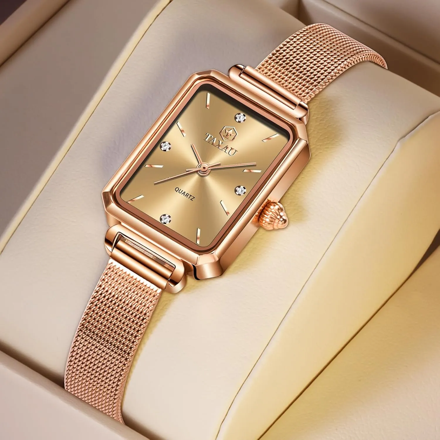 Small Wrists Classic Square Diamond Watch Waterproof Thin Watch Easy Read Analog fullness joy overgraze snow annotation offspring Quartz Minimalist Women Watch Reloj de Mujer Women Watches Rose Gold Mesh Womens Watches for 