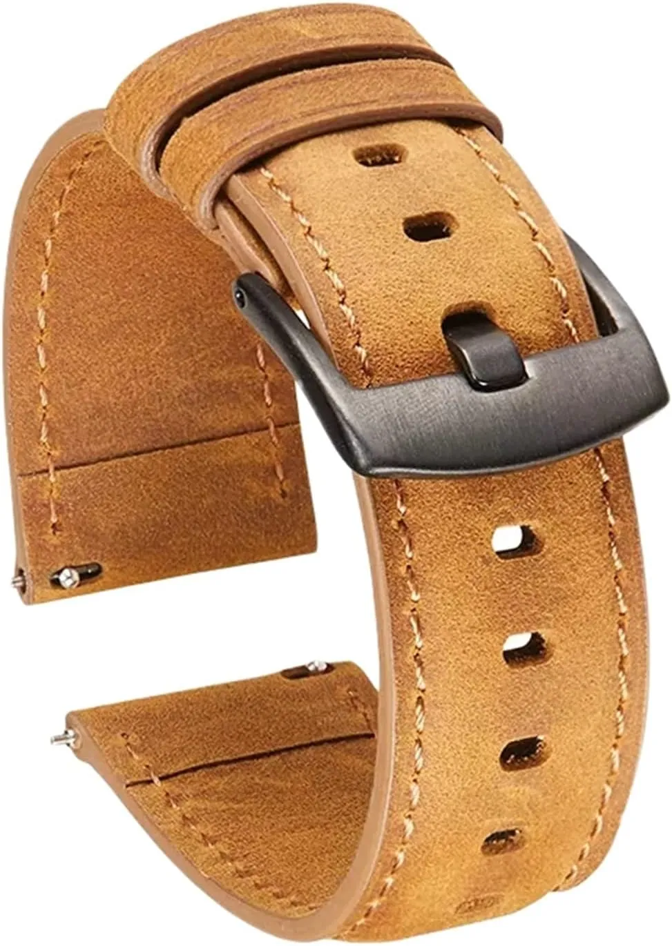 Smart Watch, Electronic Analogue Watch Universal Strap, 20mm-22mm Thickened Crazy Horse Leather Watchband with Quick flattish Release Spring Bar for 