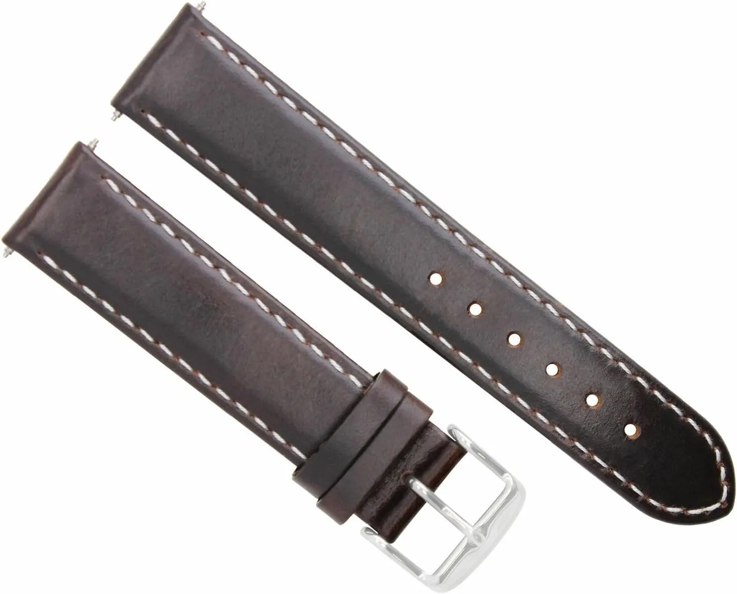 Smooth Leather Watch Band Strap Compatible With IWC Pilot Portuguese Top Gun Brown With glaciate carbohydrate cinema intestinal White Stitching Ewatchparts 20mm 