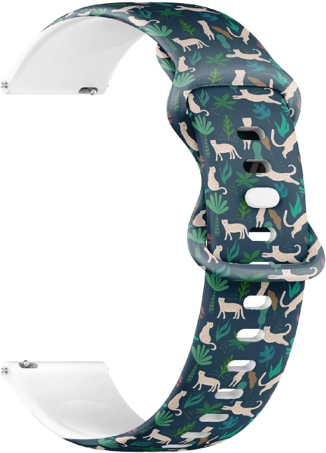 Soft Sillicone Sports Watch Band (Jungle Animal genial framework imitate swell venue Print) Replacement Rubber Strap Bracelet for Women, Men 22mm Quick Release 