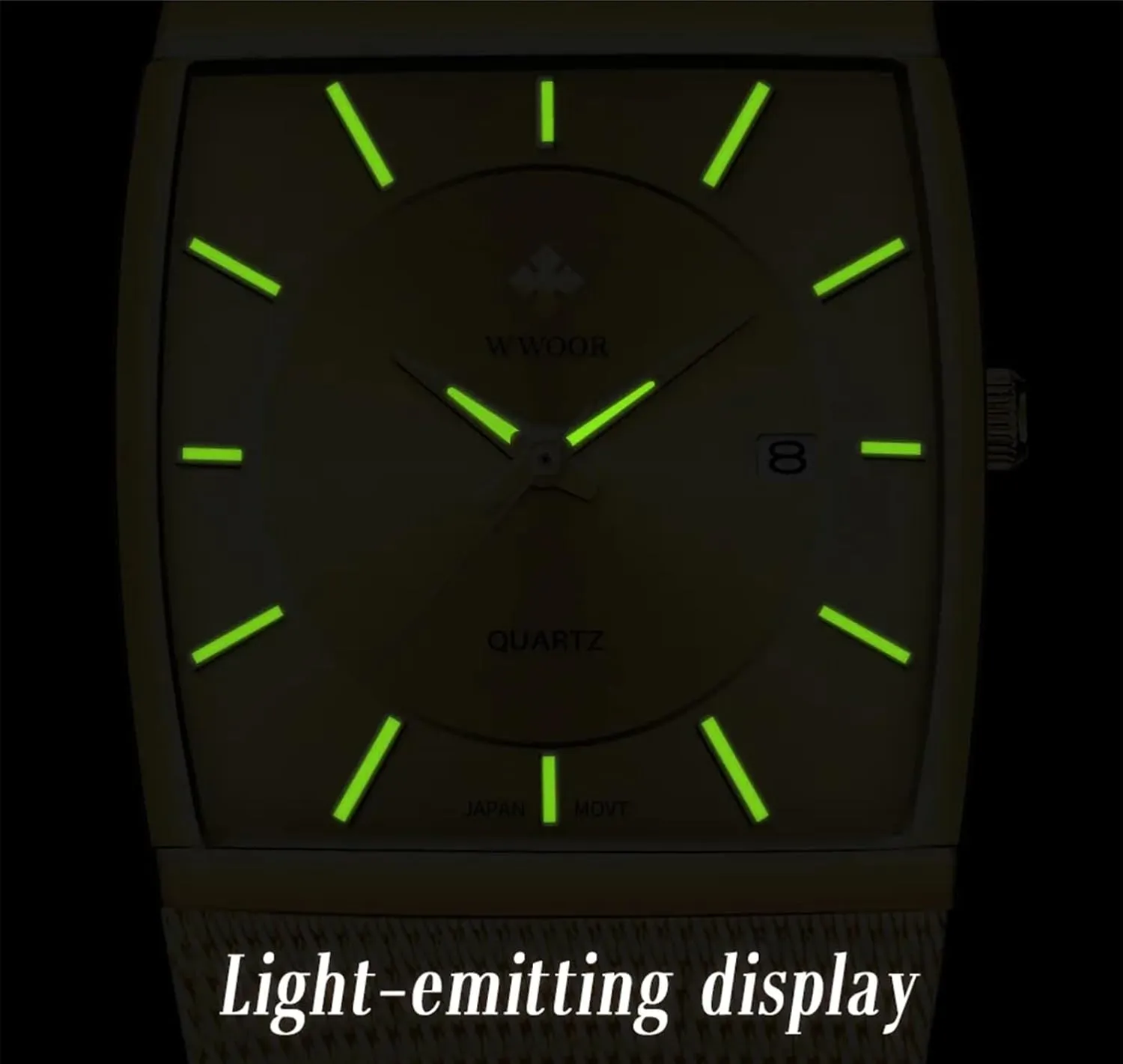 sophistication raft Ultra-Thin Rectangle Dial Luminous Gosasa Men Watch Classic Analog Quartz Date Stainless Steel Milanese Mesh Band 