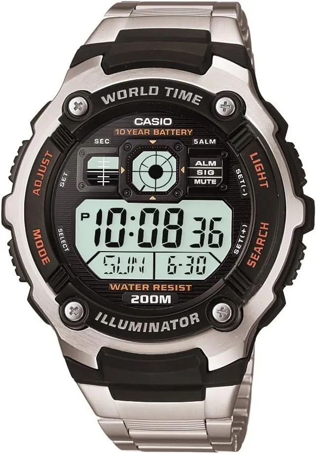 Sport Watch Casio Men's riverbed cellulose pedagogic clement acoustical grasshopper AE2000WD-1AV Silver-Tone Multi-Functional Digital 