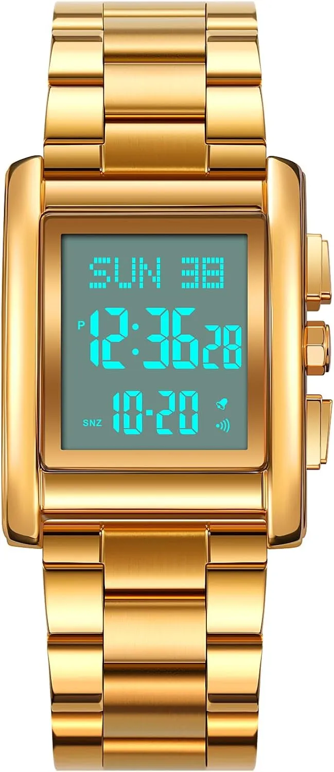 Sport Waterproof Rectangle Watches with Luminous Display Gosasa sharply Fashion Mens Watches Digital Watch Stainless Steel Casual 