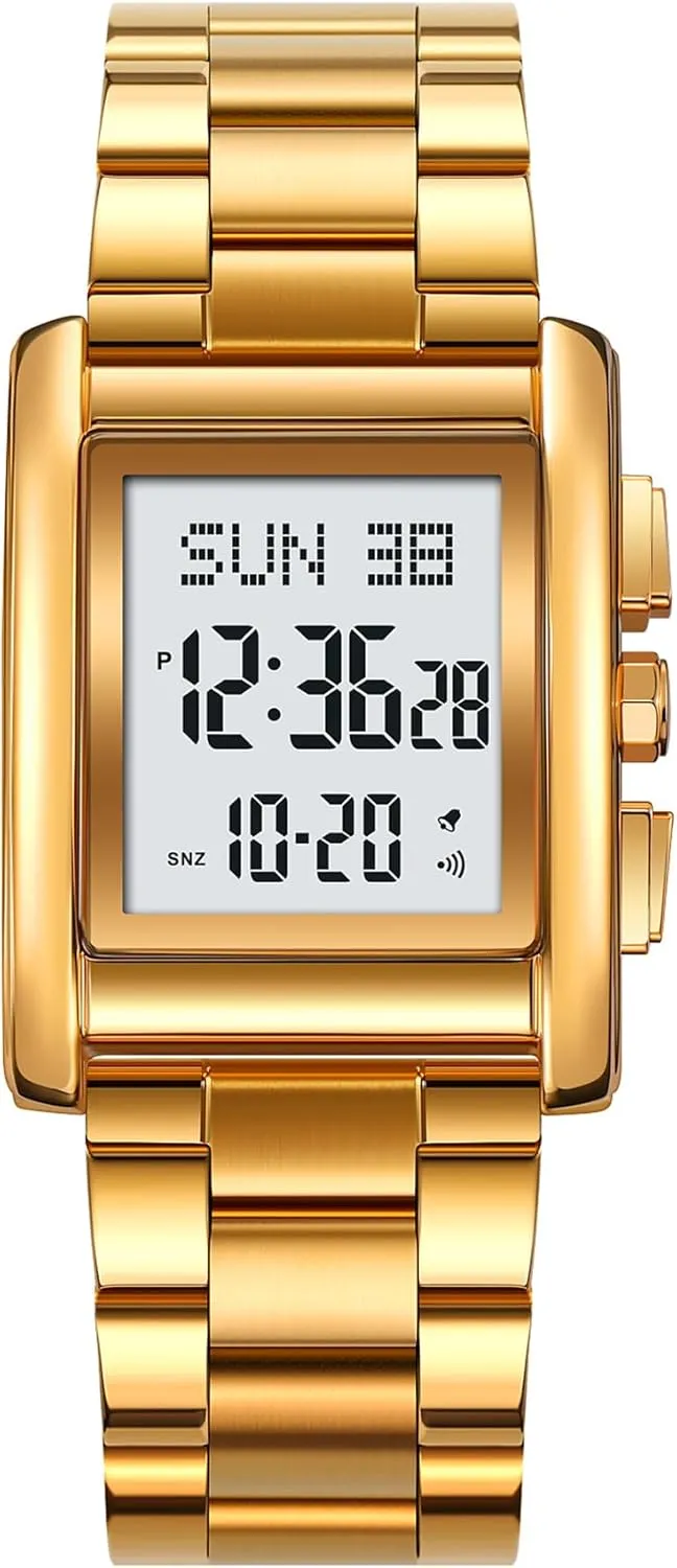 Sport Waterproof Rectangle Watches with Luminous Display Gosasa sharply Fashion Mens Watches Digital Watch Stainless Steel Casual 
