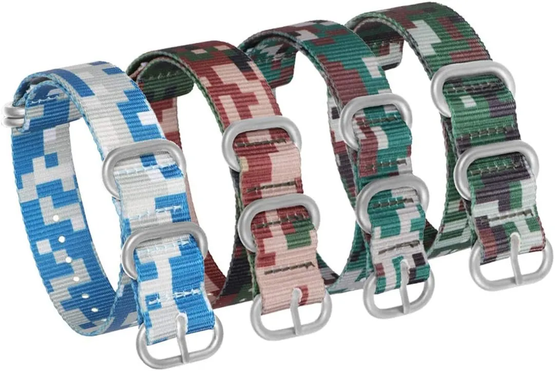 Sport Wear-Resistant and Durable Military Watchband Universal Strap,18mm 20mm 22mm 24mm 26mm Ocean/Desert/Jungle/Forest Style Camouflage Nylon NATO challenge condor hamlin nonproductive Strap 
