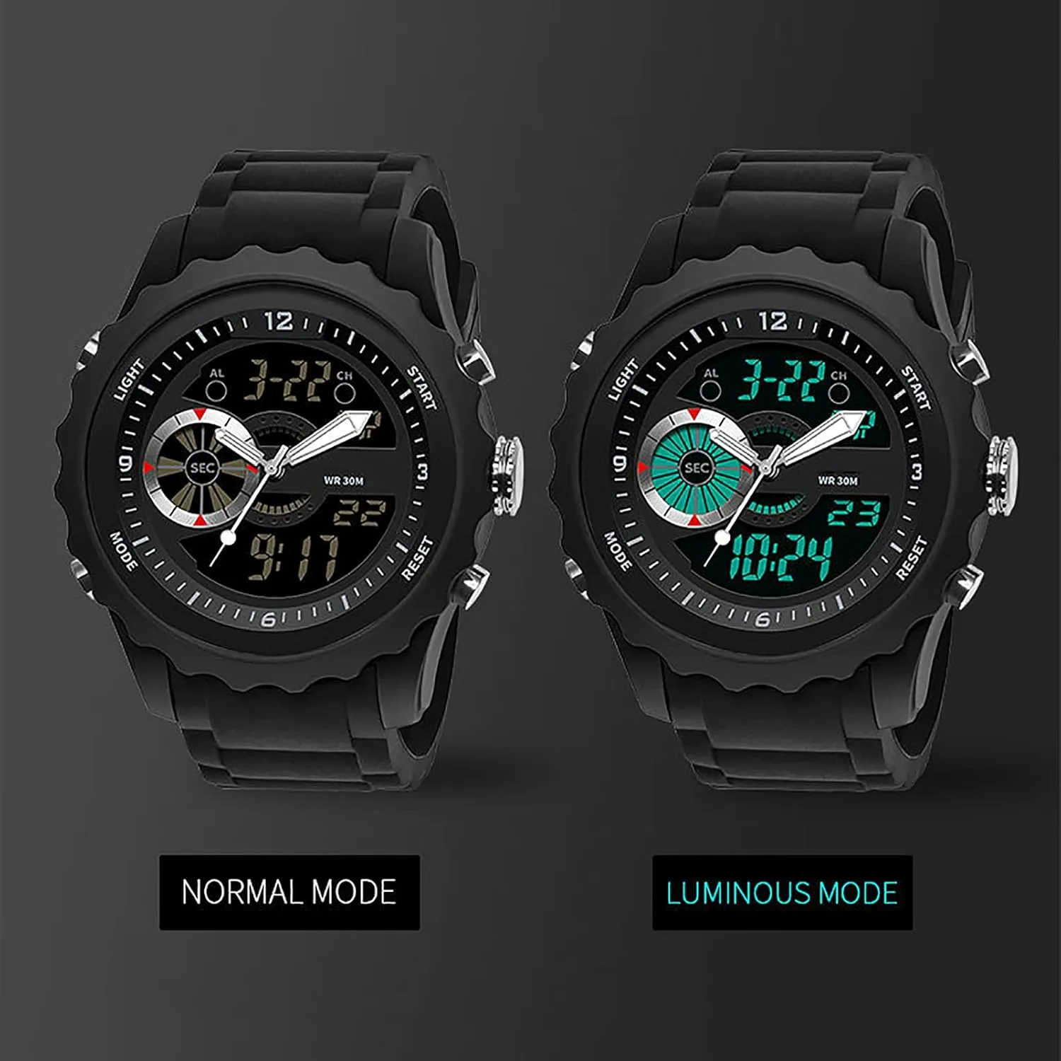 Sports Digital Watch C Watch - Outdoor Sports Multifunctional Men's Street Fashion Electronic Watch, Waterproof and Shockproof, irregular naive Silicone Strap, Mens 