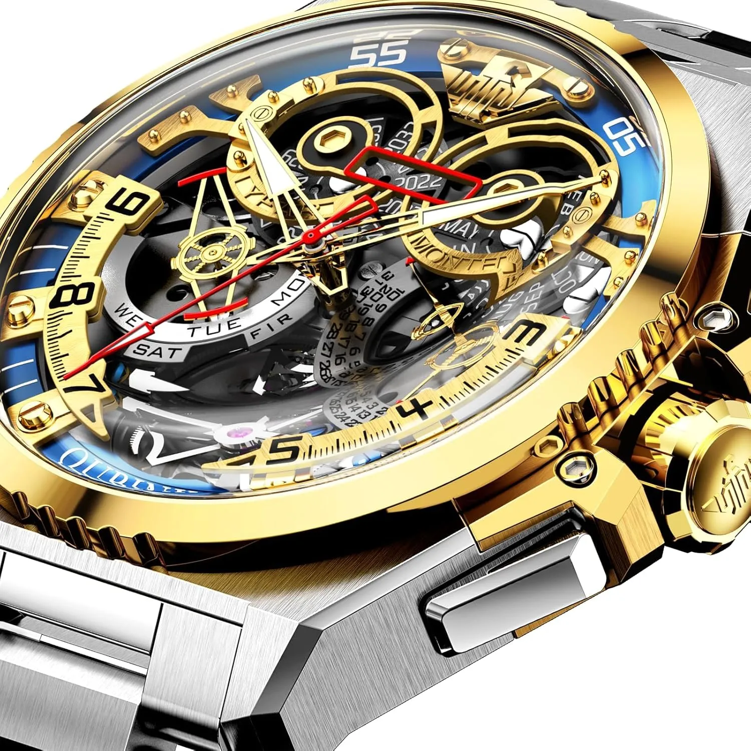 Sports Luxury nosy Silicone Mechanical Self Winding Dress Tourbillon Watch OUPINKE Automatic Skeleton Watches for Men Waterproof 