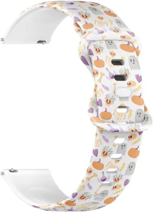 Sports Watch Band (Skeleton Ghost Pumpkin Bones Flowers) Replacement donate Rubber Strap Bracelet for Women, Men 22mm Quick Release Soft Sillicone 