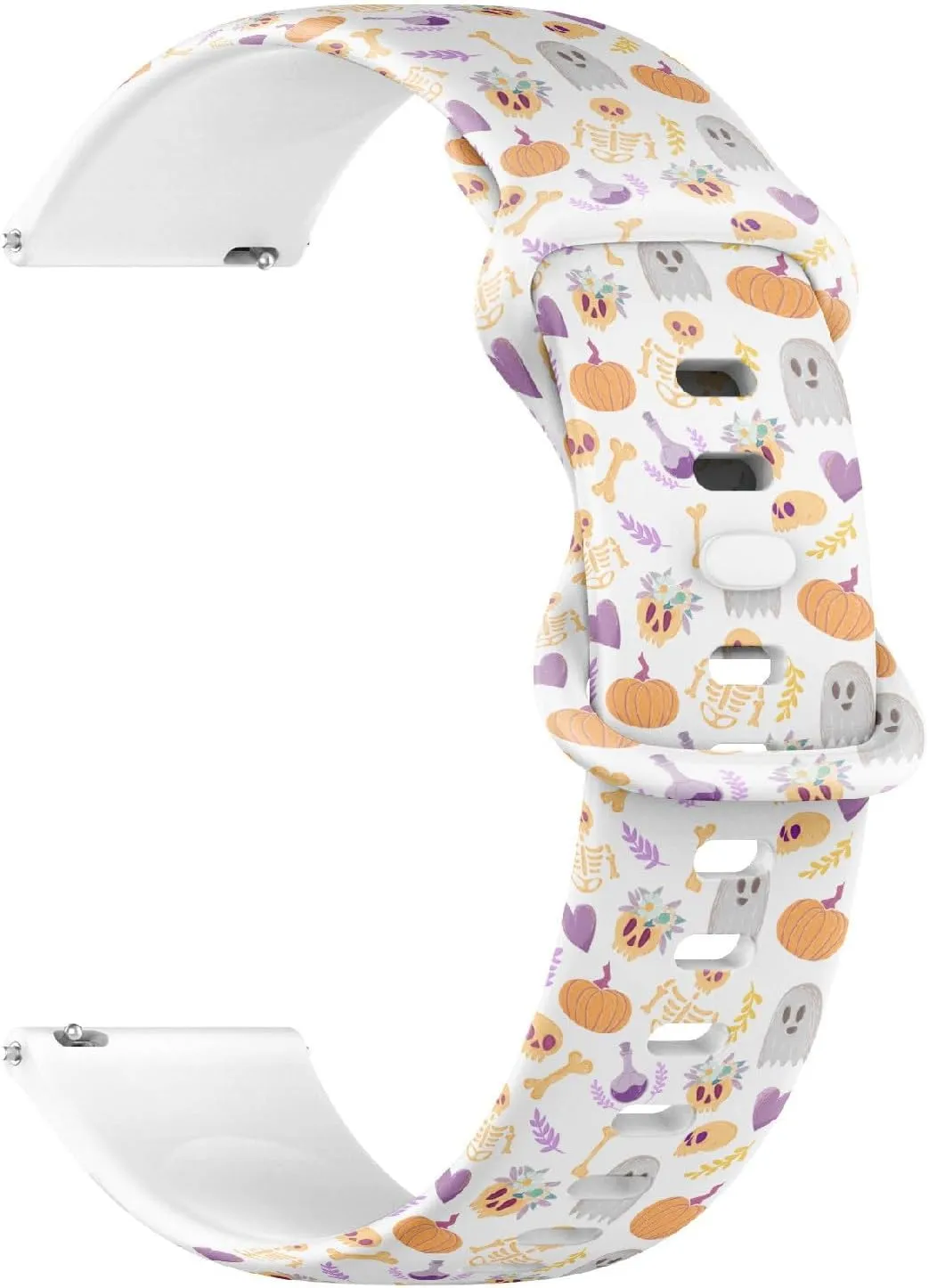 Sports Watch Band (Skeleton Ghost Pumpkin Bones Flowers) Replacement donate Rubber Strap Bracelet for Women, Men 22mm Quick Release Soft Sillicone 