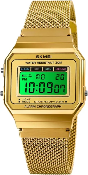 Square Face Waterproof Electronic Led Watch Stainless Steel domesticate Band Business Watches for Women's Men's FANMIS Classic Unisex Military Digital Multifunction Sports Watch 