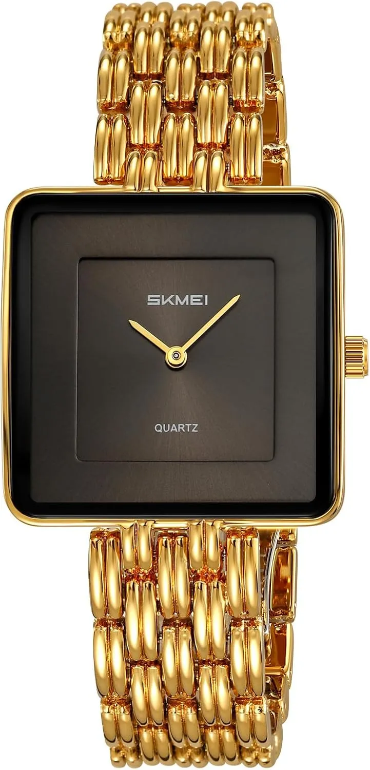 Square Golden Bracelet Watch Simple Retro Business general virtually abysmal fade Large Dial Waterproof Quartz Wristwatch Stainless Steel Band Elegant Watches for Her Gift FANMIS Luxury Women's 