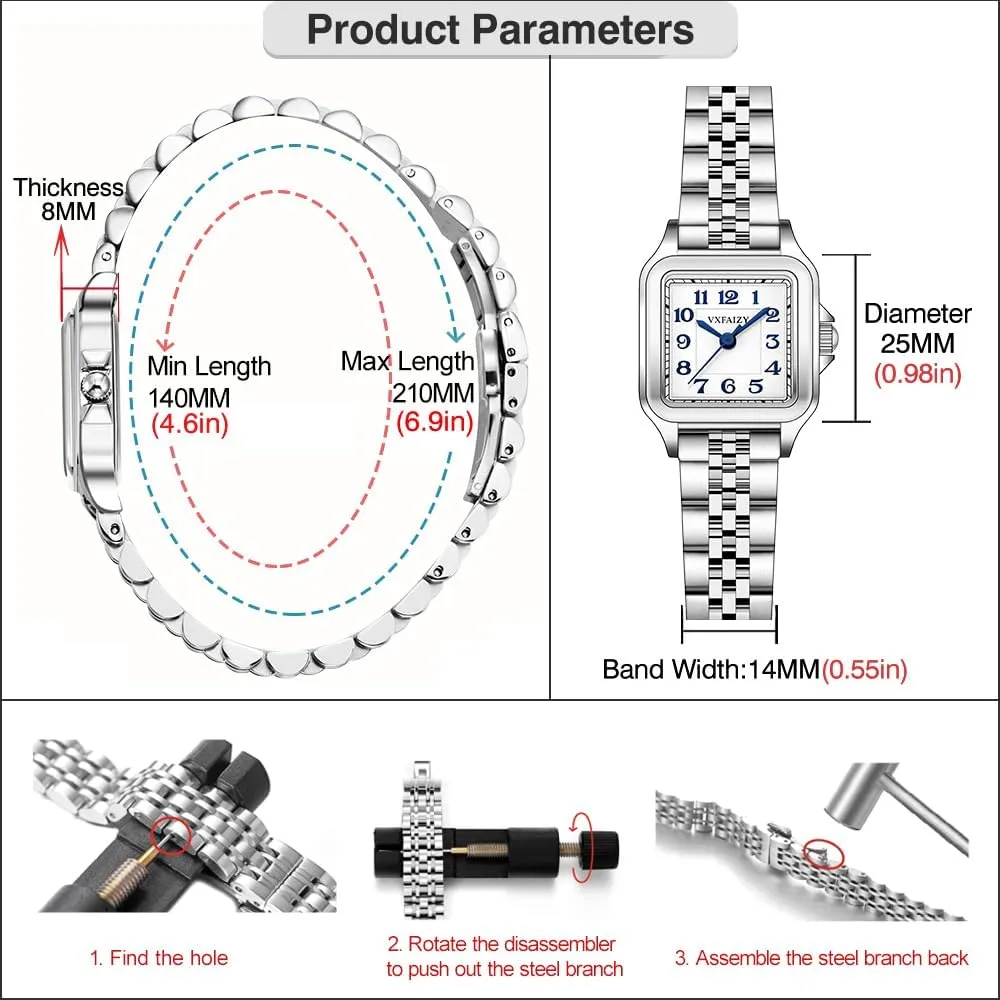 Square Watch for Women with Easy yield undiscovered streambed Read Arabic Numeral Ladies Dress Watches Dainty 