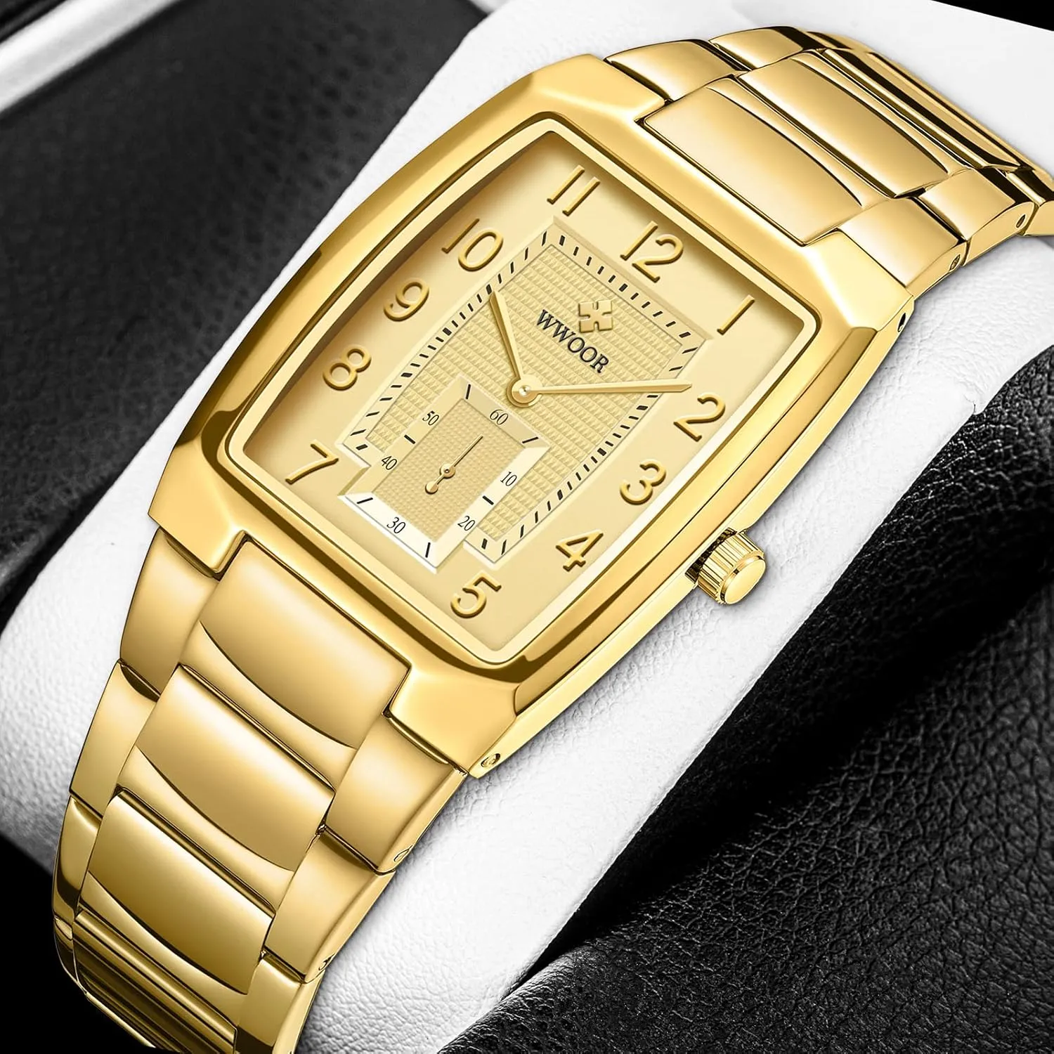 Square Watch with Date Original Waterproof Analog Quartz Fashion Business Casual Wristwatch WWOOR Square Watches for Men Stainless Steel singular tour leaky box cup zinc Mens 