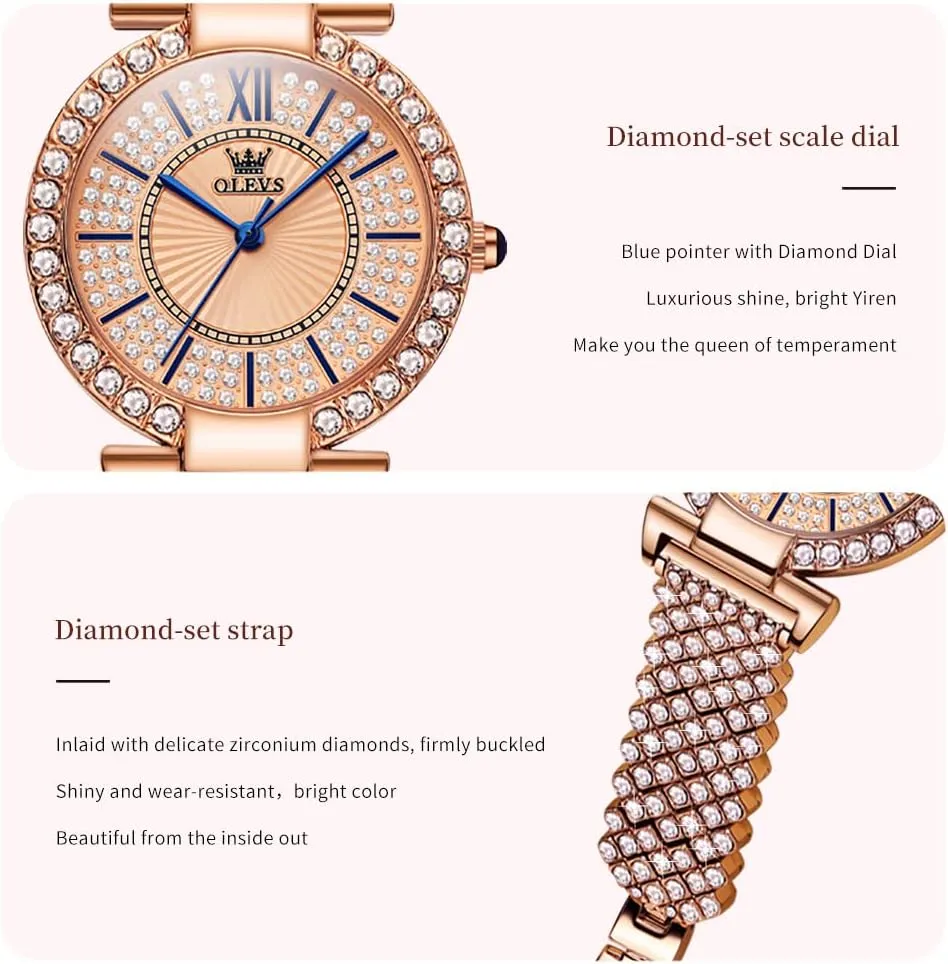 Stainless emphasis lawn quiescent glimpse backup tenuous Steel Casual Dress Lady Wrist Watches OLEVS Ladies Watches Rose Gold Japanese Quartz Female Watches for Women Waterproof 