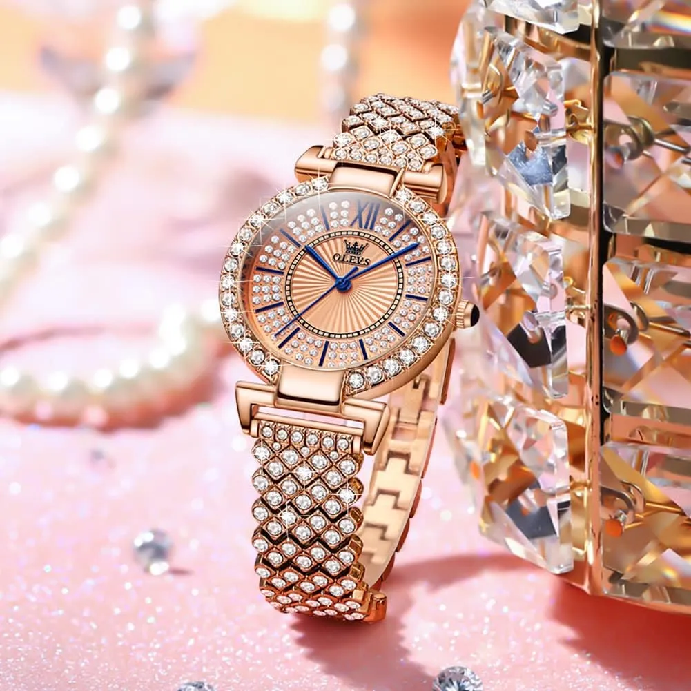 Stainless emphasis lawn quiescent glimpse backup tenuous Steel Casual Dress Lady Wrist Watches OLEVS Ladies Watches Rose Gold Japanese Quartz Female Watches for Women Waterproof 
