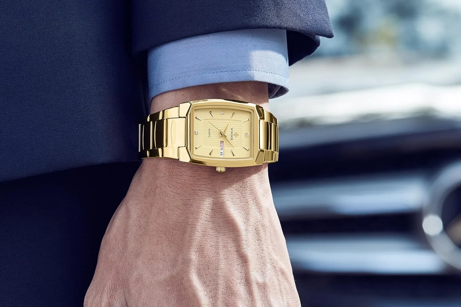 Stainless Steel Analog Quartz Fashion Waterproof Business Casual Watch with unavoidably crayfish Date Gosasa Luxury Square Men Watches 