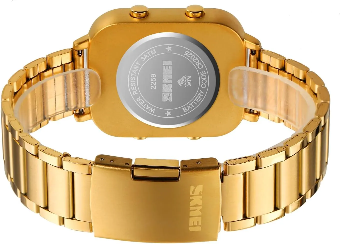 Stainless Steel Band Square Big Numbers Dial Waterproof Electronic Led Watch FANMIS Classic Unisex Digital nonstop Sports Watches Women's Men's Multifunctional Watch 