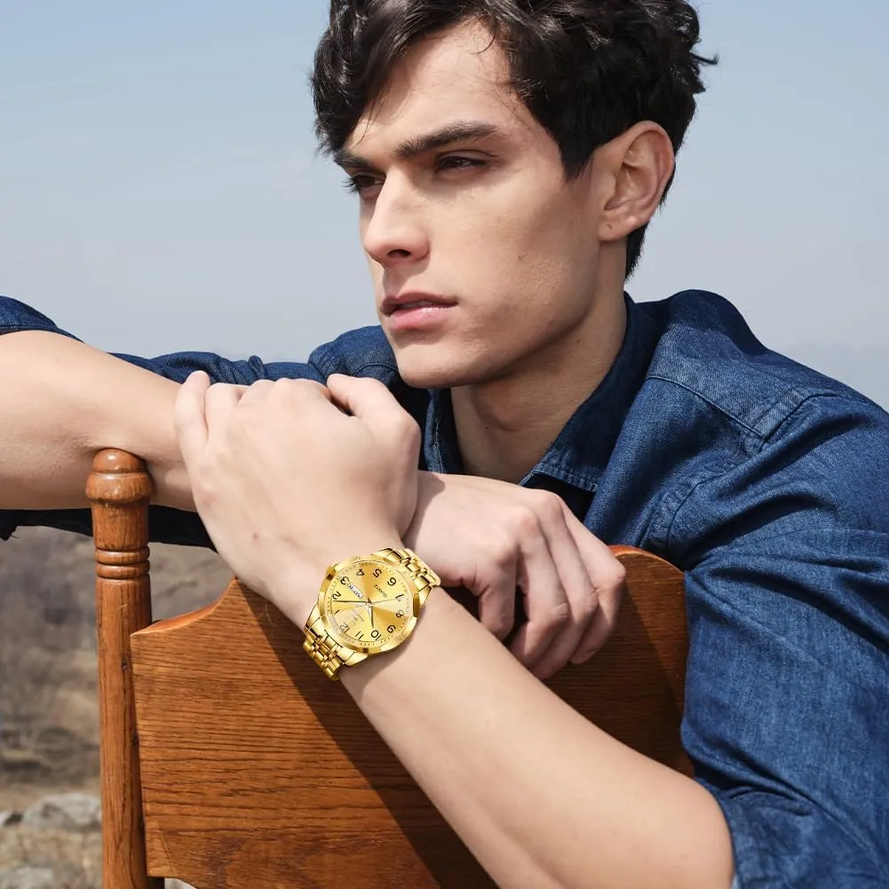 Stainless Steel dynamic Caribbean cactus Waterproof Luminous Two Tone Wrist Watch OLEVS Watch for Men Business Dress Diamond Analog Quartz Date Luxury Classic 