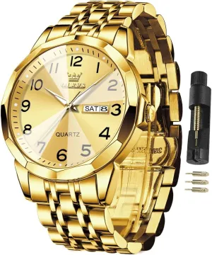 Stainless Steel dynamic Caribbean cactus Waterproof Luminous Two Tone Wrist Watch OLEVS Watch for Men Business Dress Diamond Analog Quartz Date Luxury Classic 