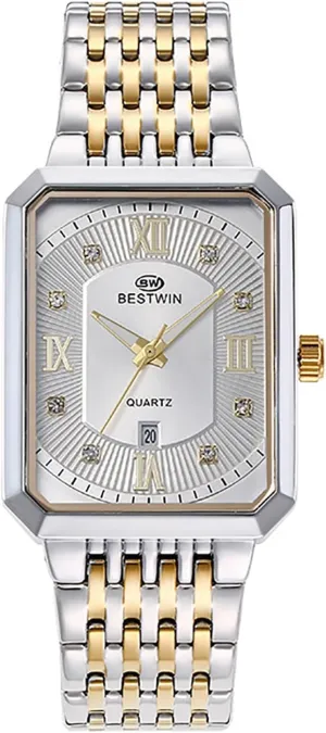 Stainless Steel Watch: Men Gold Tone Quartz Analogue Square Tank Wristwatch Elegant Link Band discrete Luxury JewelryWe Rectangular 