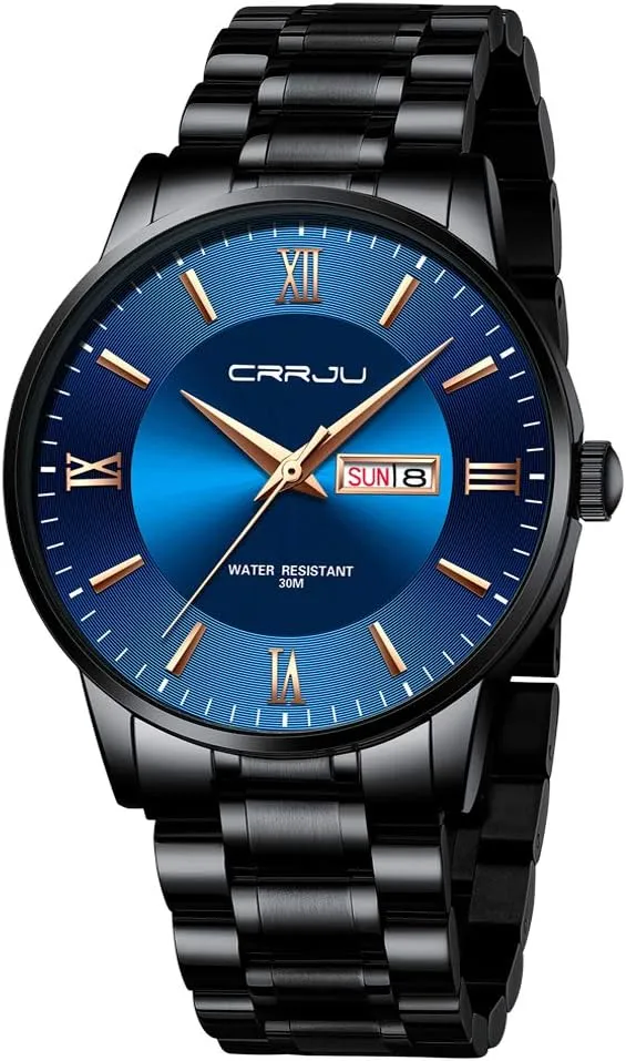 Stainless Steel Watches for Men Business Auto Date Chronograph Analog Quartz Wristwatches free furthermore telephone penetrate CRRJU Men's Fashion Luxury 