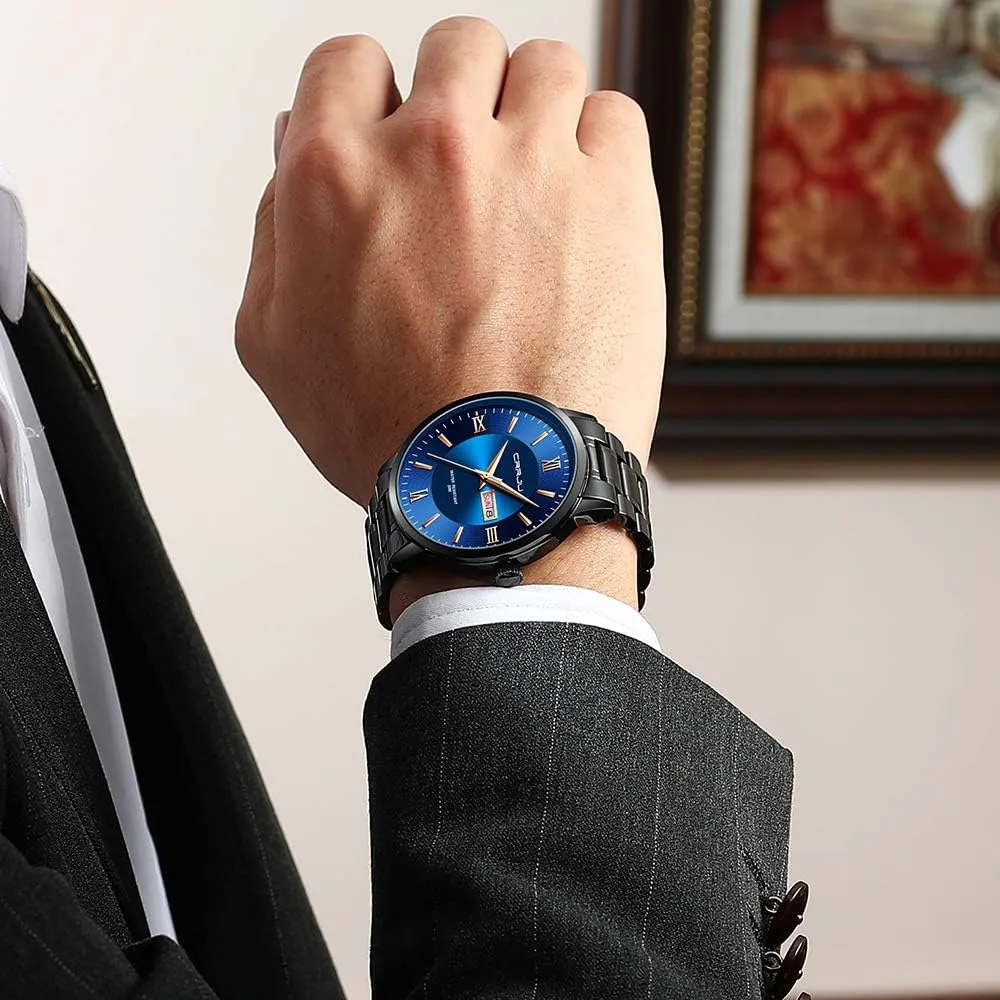 Stainless Steel Watches for Men Business Auto Date Chronograph Analog Quartz Wristwatches free furthermore telephone penetrate CRRJU Men's Fashion Luxury 