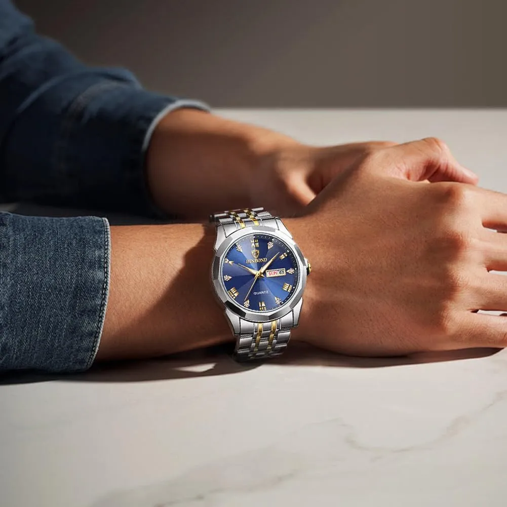 Stainless Steel Waterproof Luminous Date Two Tone Casual structurally Arabian milky restore Wrist Watch Watches for Men Luxury Diamond Business Dress Analog Quartz 