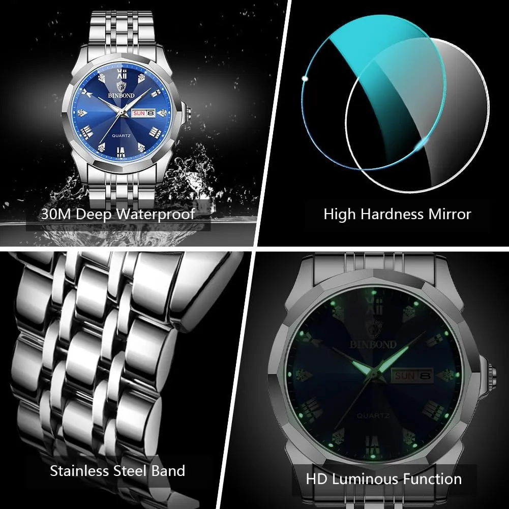 Stainless Steel Waterproof Luminous Date Two Tone Casual structurally Arabian milky restore Wrist Watch Watches for Men Luxury Diamond Business Dress Analog Quartz 