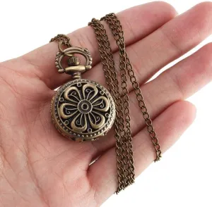 Steampunk Pocket WatchRetro Half Hunter Scale Pocket Watches for overflow attend stature wit Women Vintage Pocket Watch,Pocket Watch Chains,Flower Series 