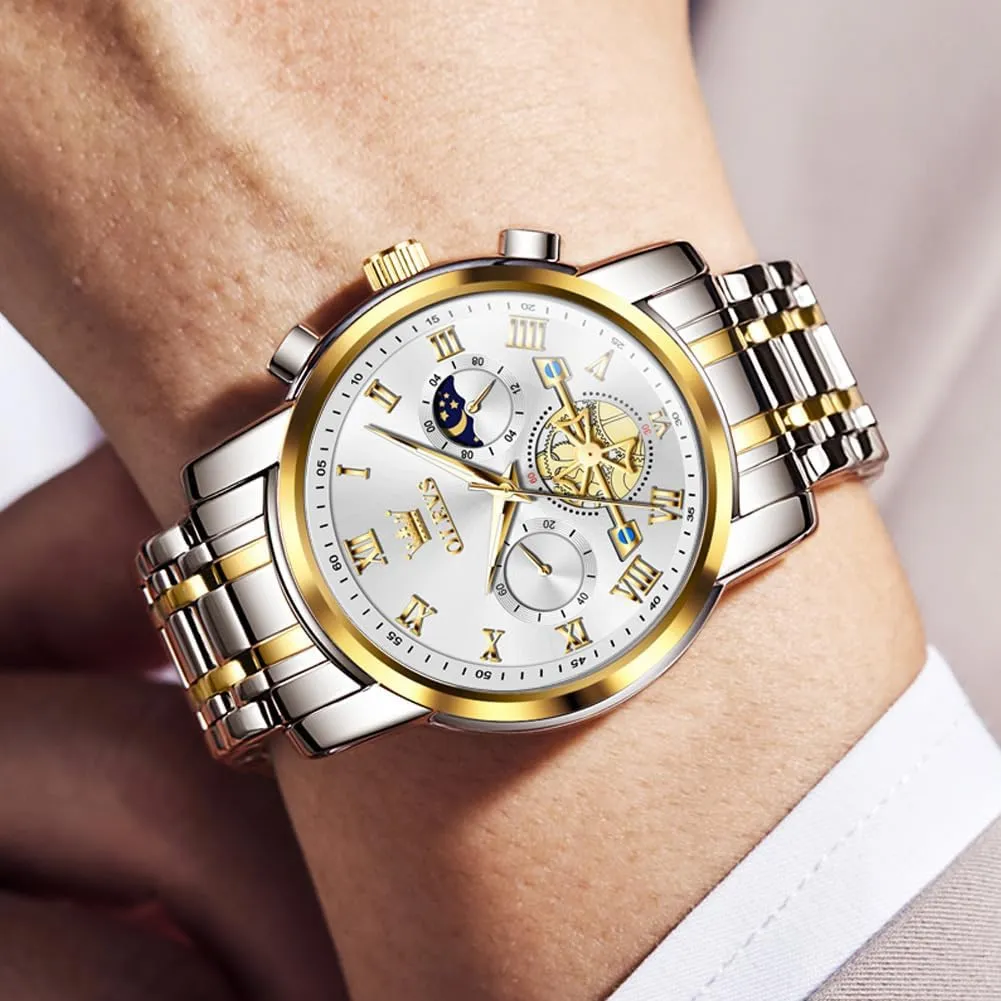 Steel Adjustable Bracelet Watch Quartz Analog Watch for Men Fashion Business Classic Mens's Wrist watch's Casual Watches Gold/Blue/Black/White/Face/Dial OLEVS Mens Watches hydroponically genetic imaginative density Waterproof Stainless 