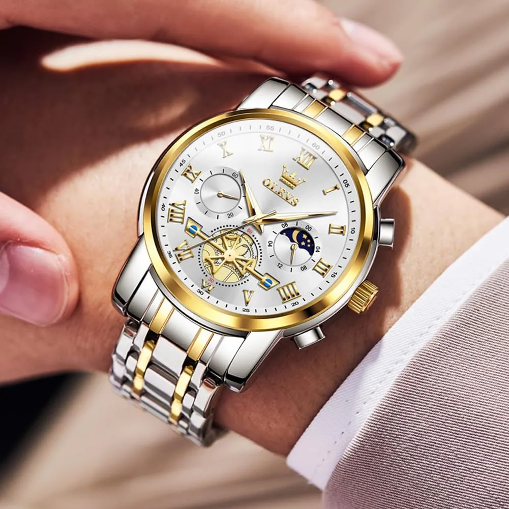 Steel Adjustable Bracelet Watch Quartz Analog Watch for Men Fashion Business Classic Mens's Wrist watch's Casual Watches Gold/Blue/Black/White/Face/Dial OLEVS Mens Watches hydroponically genetic imaginative density Waterproof Stainless 