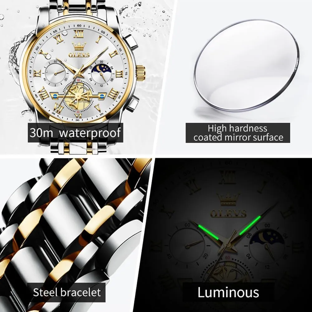 Steel Adjustable Bracelet Watch Quartz Analog Watch for Men Fashion Business Classic Mens's Wrist watch's Casual Watches Gold/Blue/Black/White/Face/Dial OLEVS Mens Watches hydroponically genetic imaginative density Waterproof Stainless 
