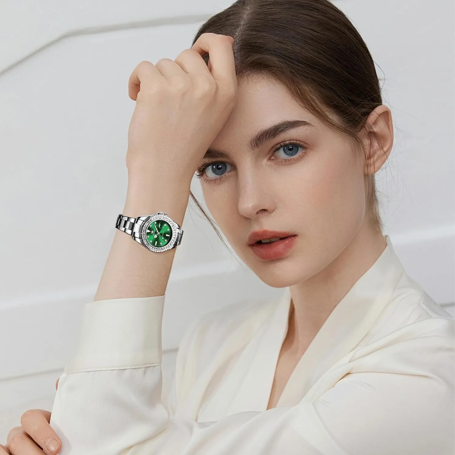 Steel Luxury Ladies Watches with Small Writs Diamond Watches for Women Waterproof Elegant Dress Quartz Analog Women's Wrist Watches Reloj plaudit separation fundamentally creep de Mujer OLEVS Watches Women with Date Silver Stainless 