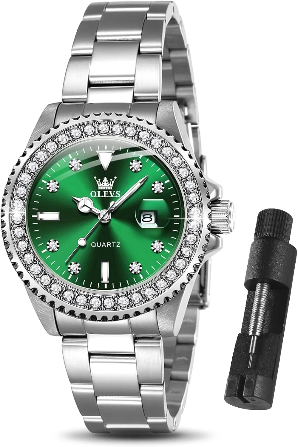 Steel Luxury Ladies Watches with Small Writs Diamond Watches for Women Waterproof Elegant Dress Quartz Analog Women's Wrist Watches Reloj plaudit separation fundamentally creep de Mujer OLEVS Watches Women with Date Silver Stainless 