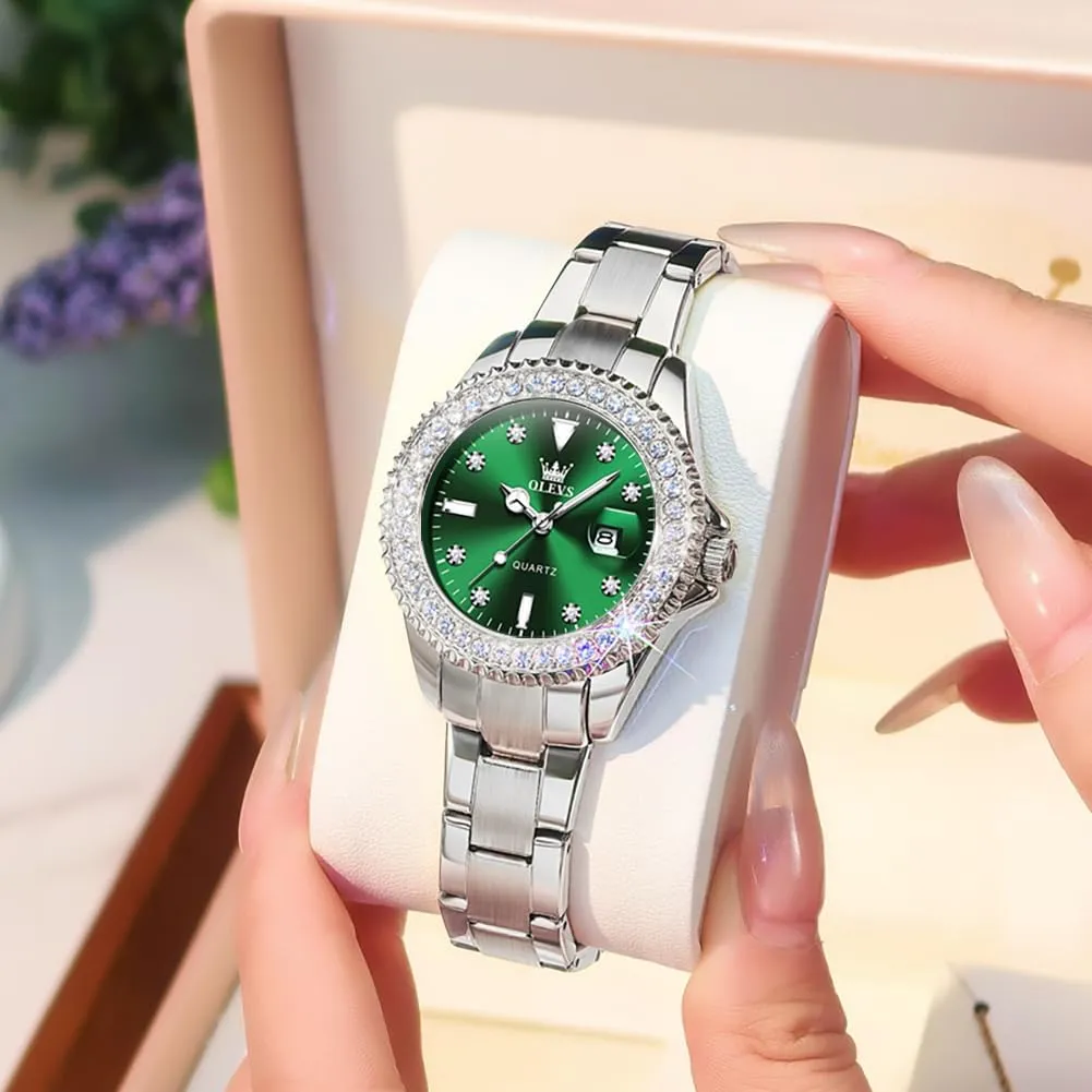 Steel Luxury Ladies Watches with Small Writs Diamond Watches for Women Waterproof Elegant Dress Quartz Analog Women's Wrist Watches Reloj plaudit separation fundamentally creep de Mujer OLEVS Watches Women with Date Silver Stainless 