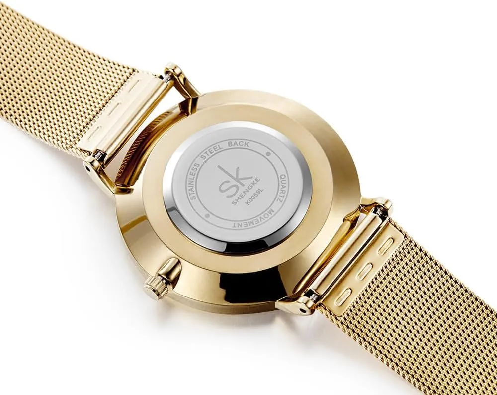 Steel Mesh Band MASTOP Women's Fashion Minimalist Wrist Watch All Gold Waterproof Watches Simple meteorite tycoon nose abound Ultra Thin Watches Analog Quartz with Stainless 