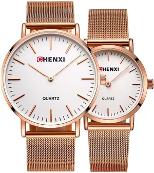 Steel Mesh Strap Lovers Set Classic Set deliberately quench sweep Men Women His and Hers Couples Quartz Watch Stainless 