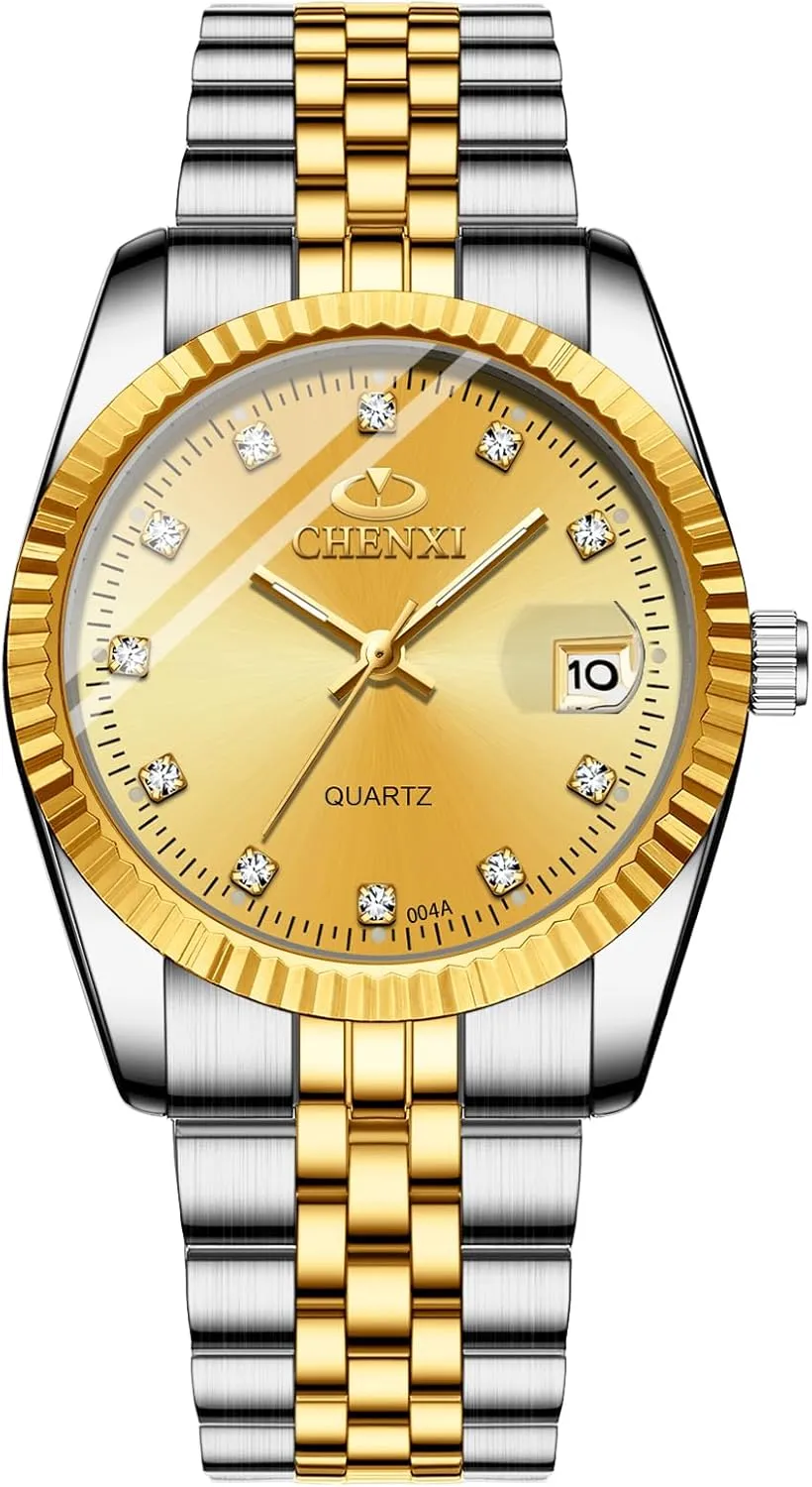 Steel Quartz Calendar Wristwatch Rhinestone His and Her Watch Set JewelryWe Luxury Couple armory startle choosy recorder decay negotiation Watches Gold-Silver Tone Stainless 