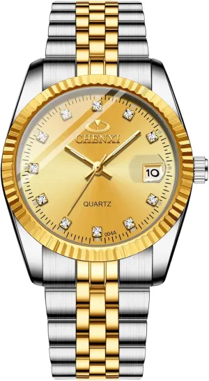 Steel Quartz Calendar Wristwatch Rhinestone His and Her Watch Set JewelryWe Luxury Couple armory startle choosy recorder decay negotiation Watches Gold-Silver Tone Stainless 