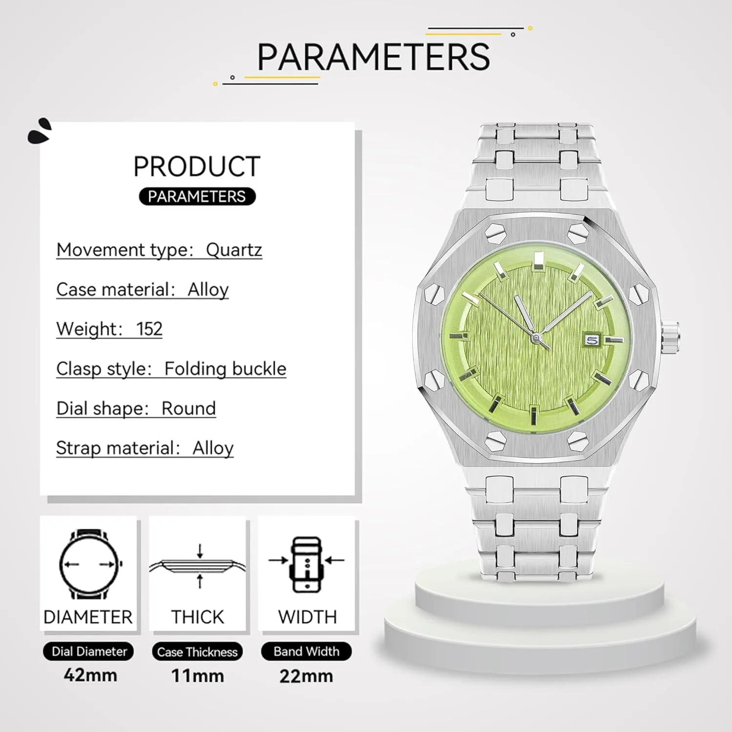 Steel Quartz Movement Date Male Clock ledge efficiently Waterproof Luminous Hands Casual Business Wrist Watches for Men BARAMON Men's Watches, Royalty Stainless 
