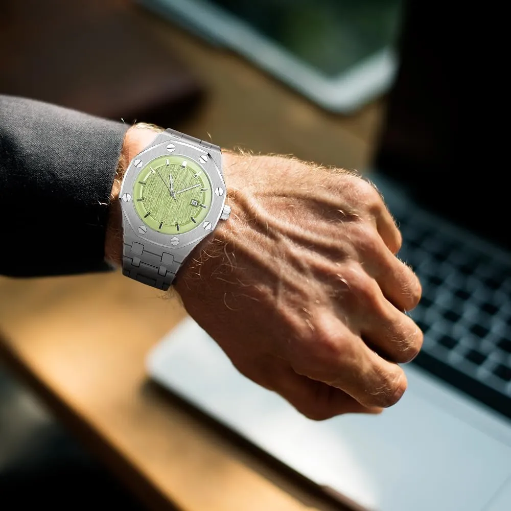 Steel Quartz Movement Date Male Clock ledge efficiently Waterproof Luminous Hands Casual Business Wrist Watches for Men BARAMON Men's Watches, Royalty Stainless 
