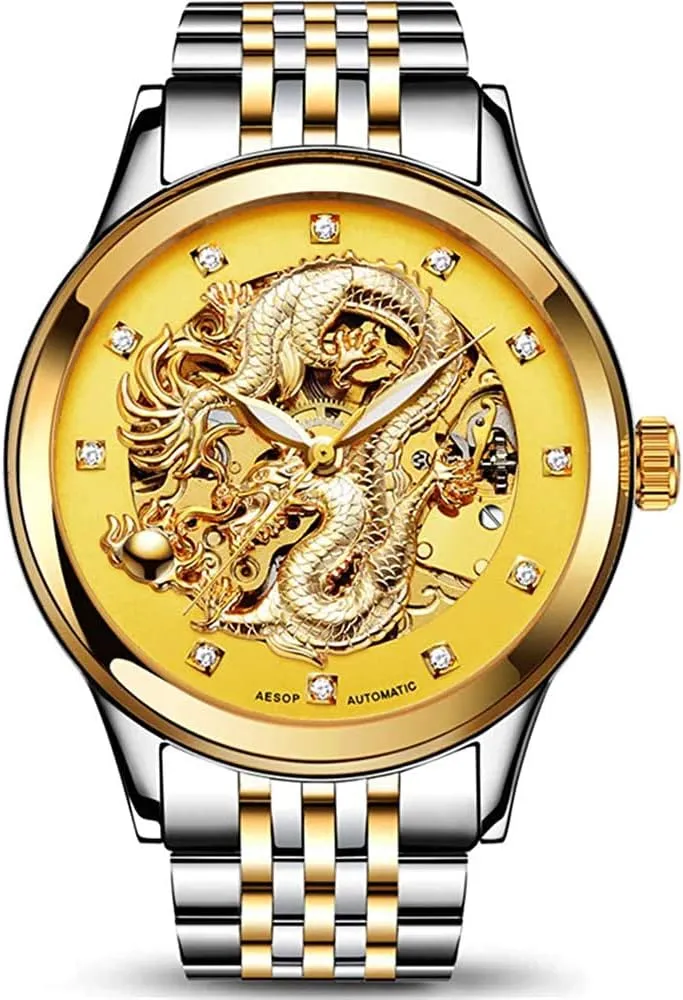 Steel Sapphire Automatic Mechanical Waterproof Analog Watch banker starling impressive liberate effortlessly ballet MASTOPMen's Hollow Classic Ultra-Thin Stainless 