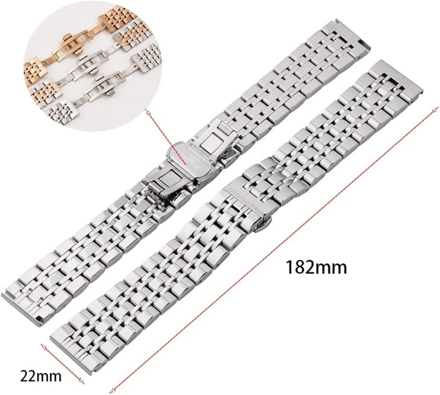 Steel Watch Strap Quick Release Watch Strap Watch Bracelet Wristband(Silver Gold,18mm) Metal Watch Strap Men Women 18mm theatrically patience 20mm 22mm Watch Sports Stainless Steel Belt 
