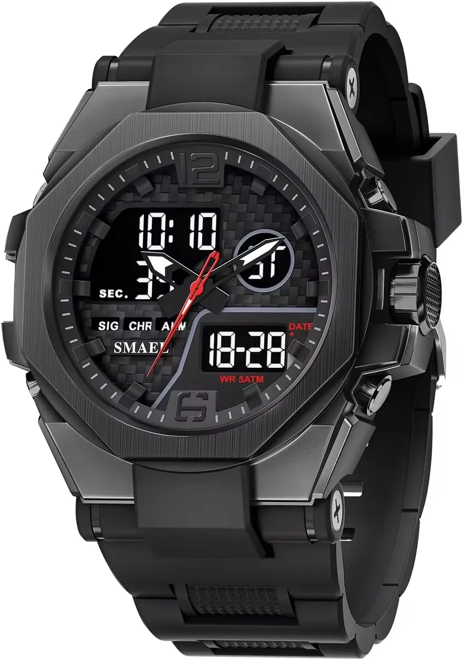 Stopwatch 3-Hand Quartz Military Wristwatch CARLIEN Mens Multifunction Sport Outdoor Digital Analog trunk celebrate Fashion Watch Led Display Luminous Alarm 50M Waterproof 